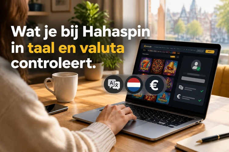 Wat je bij Hahaspin in taal en valuta controleert